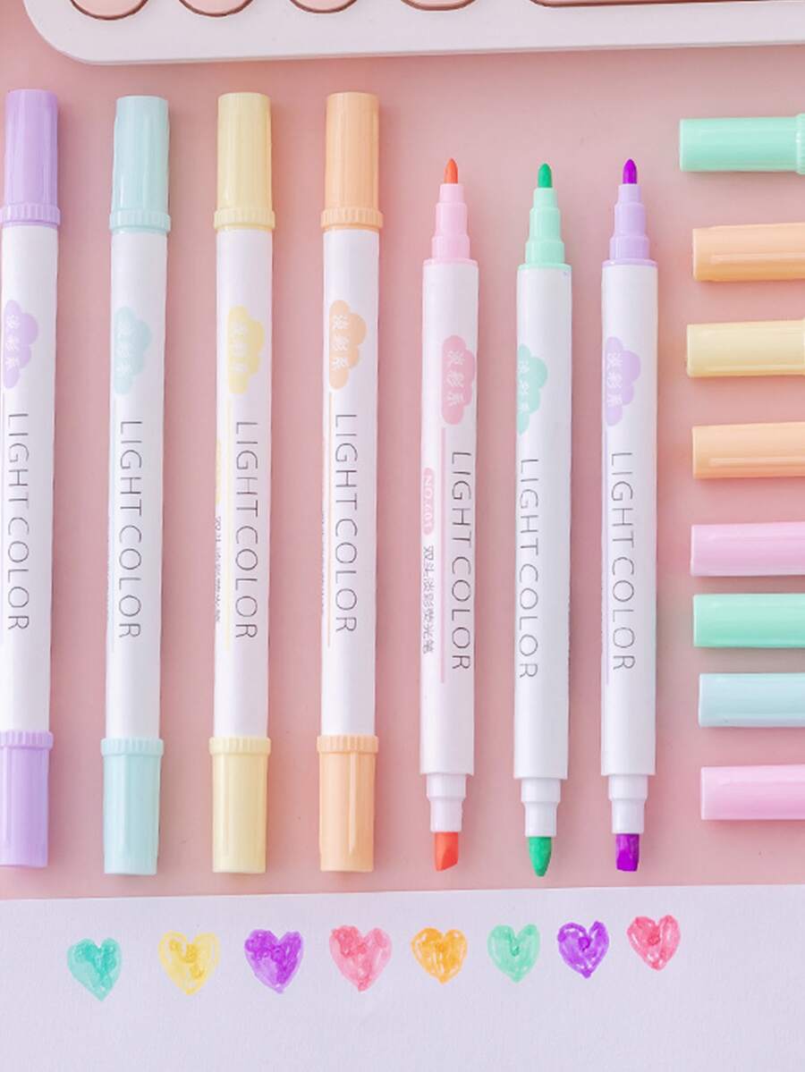 6pcs Double Head Random Marker Pen - Multicolor - View 1