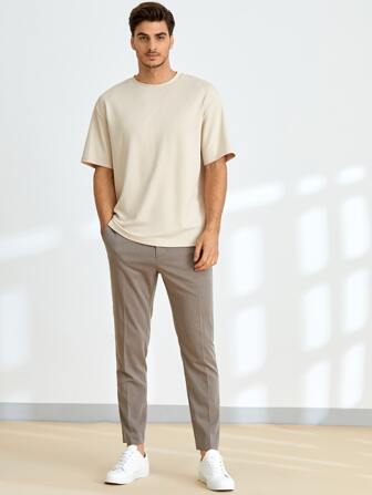 Manfinity NiteLyfe 1pc Men Loose Fit Crew Neck Short Sleeve Solid Color T-Shirt