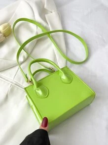 Mini Fashionable Laser Coating Leather Multi-Purpose Women Handbag With Dual Top Handles And Detachable Shoulder Strap - Green - View 5