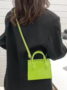Mini Fashionable Laser Coating Leather Multi-Purpose Women Handbag With Dual Top Handles And Detachable Shoulder Strap - Green - View 4
