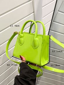 Mini Fashionable Laser Coating Leather Multi-Purpose Women Handbag With Dual Top Handles And Detachable Shoulder Strap - Green - View 8
