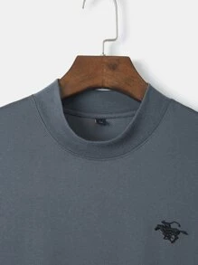 Manfinity Homme 男士人像圖案小高領T恤 - 灰色 - 查看 3