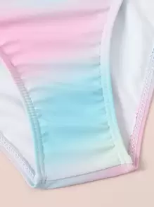 Tween Girl 3 件装渐变色束腰比基尼套装夏季海滩 - 彩色 - 查看 5