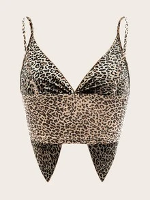 Twist Front Asymmetrical Hem Leopard Cami Top - Multicolor - View 2