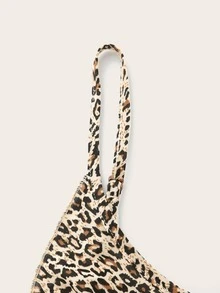 Twist Front Asymmetrical Hem Leopard Cami Top - Multicolor - View 4