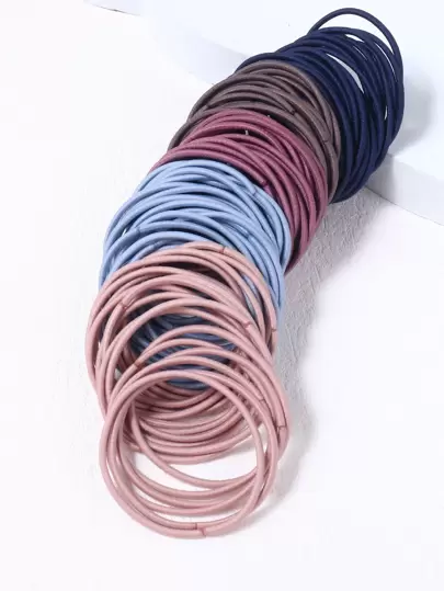 100pcs Girls' Korean-style Elastic Basic Hair Ties Suitable For Daily Life