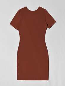SHEIN Unity Letter Graphic Bodycon Dress - Rust Brown - View 2