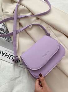 Yogodlns Mini Letter Graphic Flap Saddle Bag , Purple - Purple - View 2