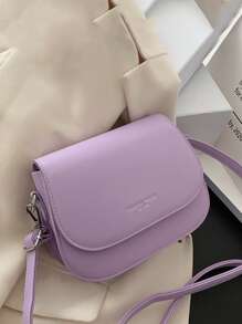 Yogodlns Mini Letter Graphic Flap Saddle Bag , Purple - Purple - View 6