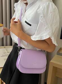 Yogodlns Mini Letter Graphic Flap Saddle Bag , Purple - Purple - View 7