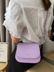 Yogodlns Mini Letter Graphic Flap Saddle Bag , Purple - Purple - View 8