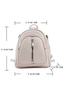 Minimalistische functionele rugzak met rits aan de voorkant - Wit - Bekijken 5