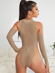 Body tank unicolor con agujeros de pulgar - Camel - Ver 2