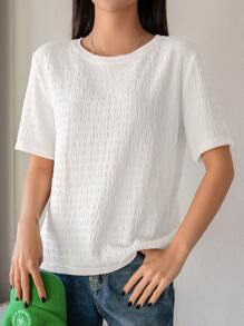 DAZY Solid Textured Blouse - White - View 4