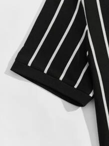 GENTILAND Men Striped & Letter Graphic T-Shirt - Black - View 3