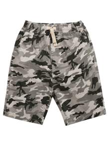 Niños Shorts con estampado de camuflaje de cintura con cordón - Multicolor - Ver 8