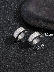 Cuff de oreja de decoración de circonita cúbica para hombres de moda y populares para fiesta y para una apariencia elegante - Plateado - Ver 3