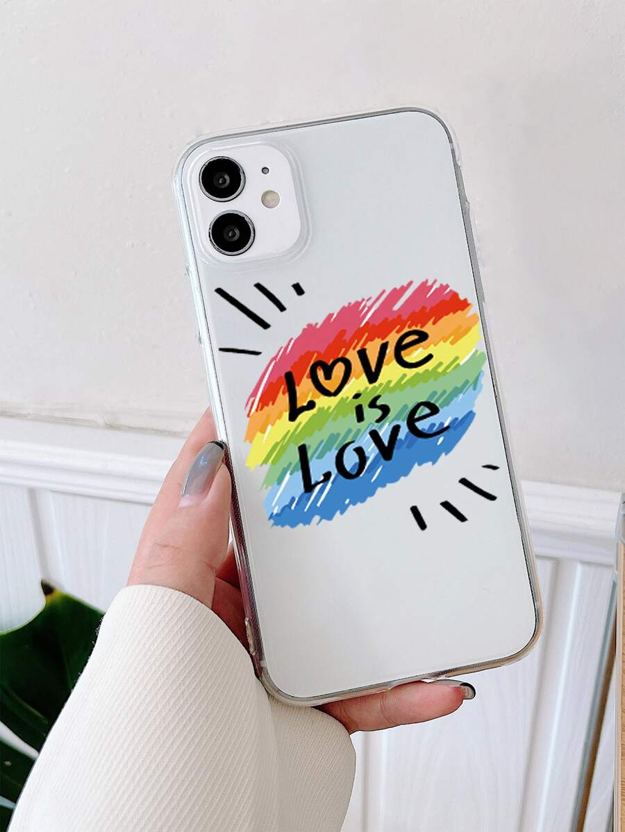 Funda de celular transparente LGBT con patrón de arcoíris - Multicolor - Ver 1
