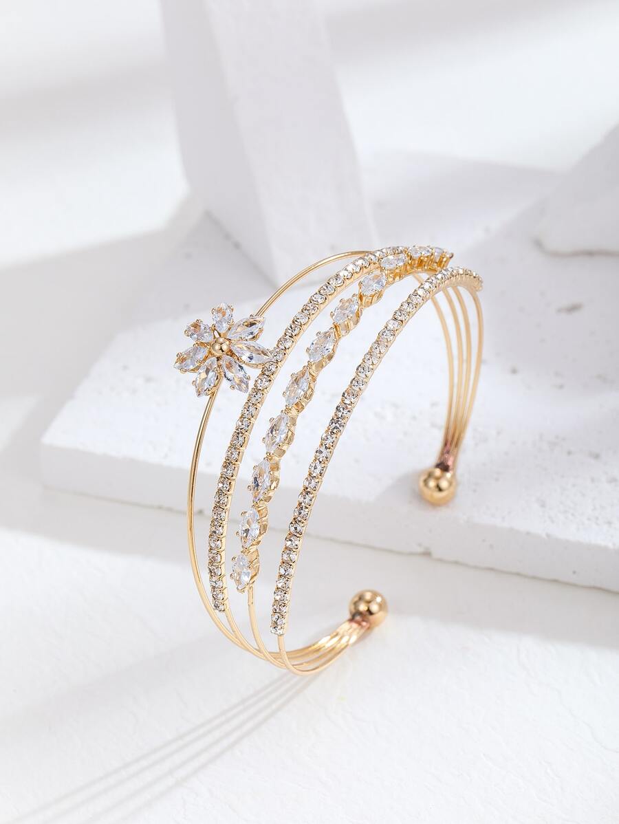 Vòng tay Khối Zirconia  Trang trí Hoa - Vàng - Xem 1