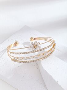 Vòng tay Khối Zirconia  Trang trí Hoa - Vàng - Xem 2