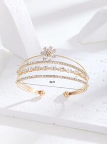 Vòng tay Khối Zirconia  Trang trí Hoa - Vàng - Xem 4