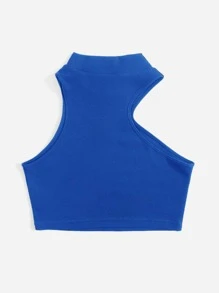SHEIN Top de cuello redondo asimétrico - azul real - Ver 2