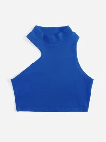 SHEIN Top de cuello redondo asimétrico - azul real - Ver 3