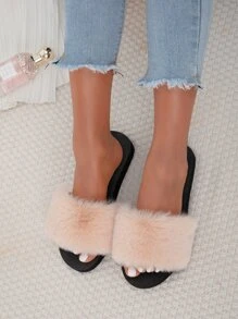 Chanclas minimalista de peluche - Albaricoque - Ver 2