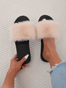 Chanclas minimalista de peluche - Albaricoque - Ver 3