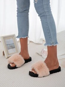 Chanclas minimalista de peluche - Albaricoque - Ver 4