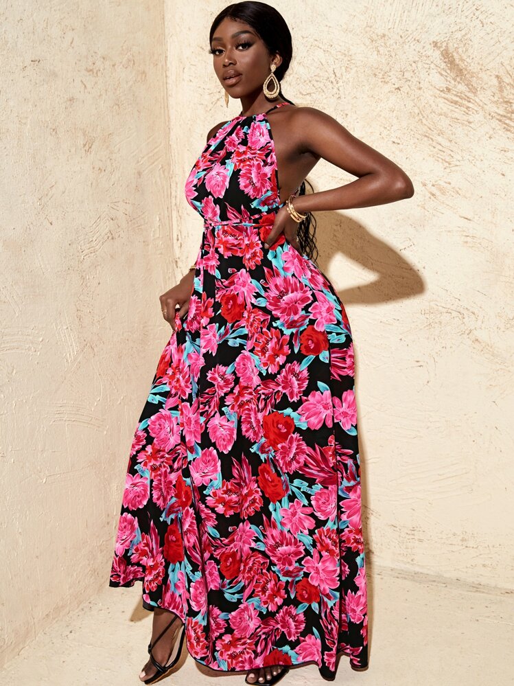 SHEIN SXY オールオーバーフローラルプリント ホルターネック クリス