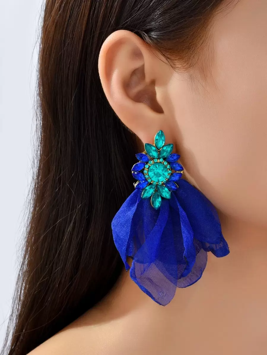 Rhinestone & Flower Decor Drop Earrings Valentines,Mom,Mother,Mother's Day,Gift