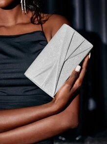 SHEIN SXY Long lanh lấp lánh, sáng bóng quyến rũ, thanh lịch, tinh tế Thiết kế xoắn Túi vuông lấp lánh đựng bữa tối, túi buổi tối cho cô gái dự tiệc, phụ nữ, dành cho nữ Hoàn hảo cho bữa tiệc, đám cưới, vũ hội, bữa tối/tiệc, cho cocktail Món quà tốt nhất cho phụ nữ - Bạc - Xem 1