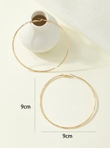 Texture Metal Hoop Earrings - Yellow Gold - View 3