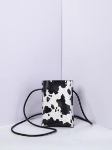 Túi vuông họa tiết bò mini thời trang nhẹ cho nhân viên văn phòng công sở đi làm đi học đi làm văn phòng kỷ niệm cho cặp đôi làm quà tặng sinh nhật vào ngày lễ tình nhân quà tặng in hình bò - Đen và trắng - Xem 1