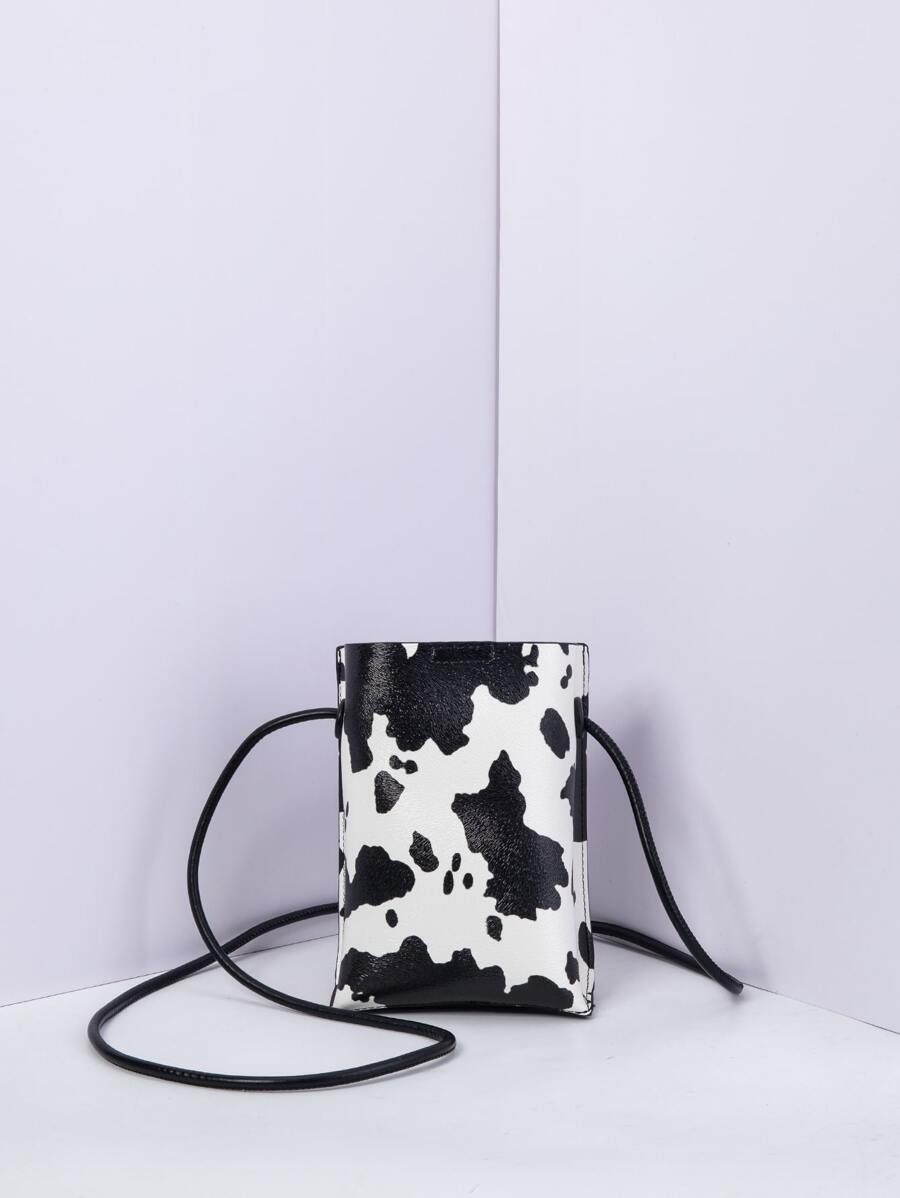 Túi vuông họa tiết bò mini thời trang nhẹ cho nhân viên văn phòng công sở đi làm đi học đi làm văn phòng kỷ niệm cho cặp đôi làm quà tặng sinh nhật vào ngày lễ tình nhân quà tặng in hình bò - Đen và trắng - Xem 1