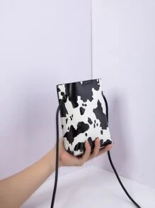 Túi vuông họa tiết bò mini thời trang nhẹ cho nhân viên văn phòng công sở đi làm đi học đi làm văn phòng kỷ niệm cho cặp đôi làm quà tặng sinh nhật vào ngày lễ tình nhân quà tặng in hình bò - Đen và trắng - Xem 7