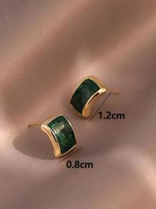 Pendientes de botón geométricos - Verde - Ver 4