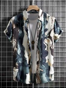 Manfinity RSRT Men Random Marble Print Shirt Without Tee - Multicolor - View 1