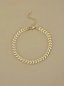 1 件女士简约金属小麦设计海滩脚链 - 金黃色 - 查看 2