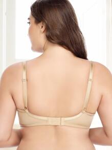 Plus Embroidered Mesh Non-Padded Underwire Bra, Lingerie - Apricot - View 2