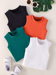 Tops em bé Gân đan màu trơn - Nhiều màu - Xem 1