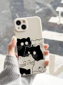 卡通貓手機外殼 - 白色 - 查看 3