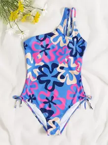 SHEIN Teen Girls Floral One Piece Swimsuit - Multicolor - View 1