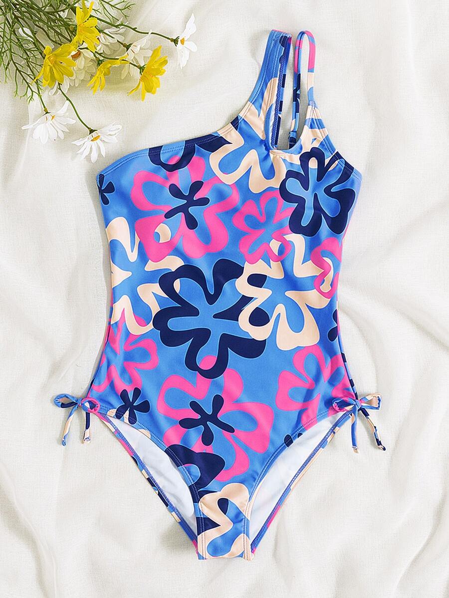 SHEIN Teen Girls Floral One Piece Swimsuit - Multicolor - View 1