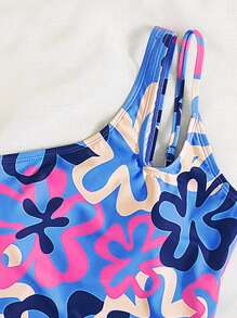 SHEIN Teen Girls Floral One Piece Swimsuit - Multicolor - View 3