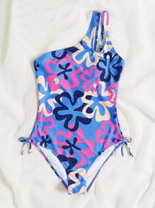 SHEIN Teen Girls Floral One Piece Swimsuit - Multicolor - View 5