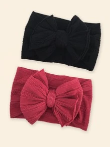 2pcs Baby Bow Decor Headband - Multicolor - View 2