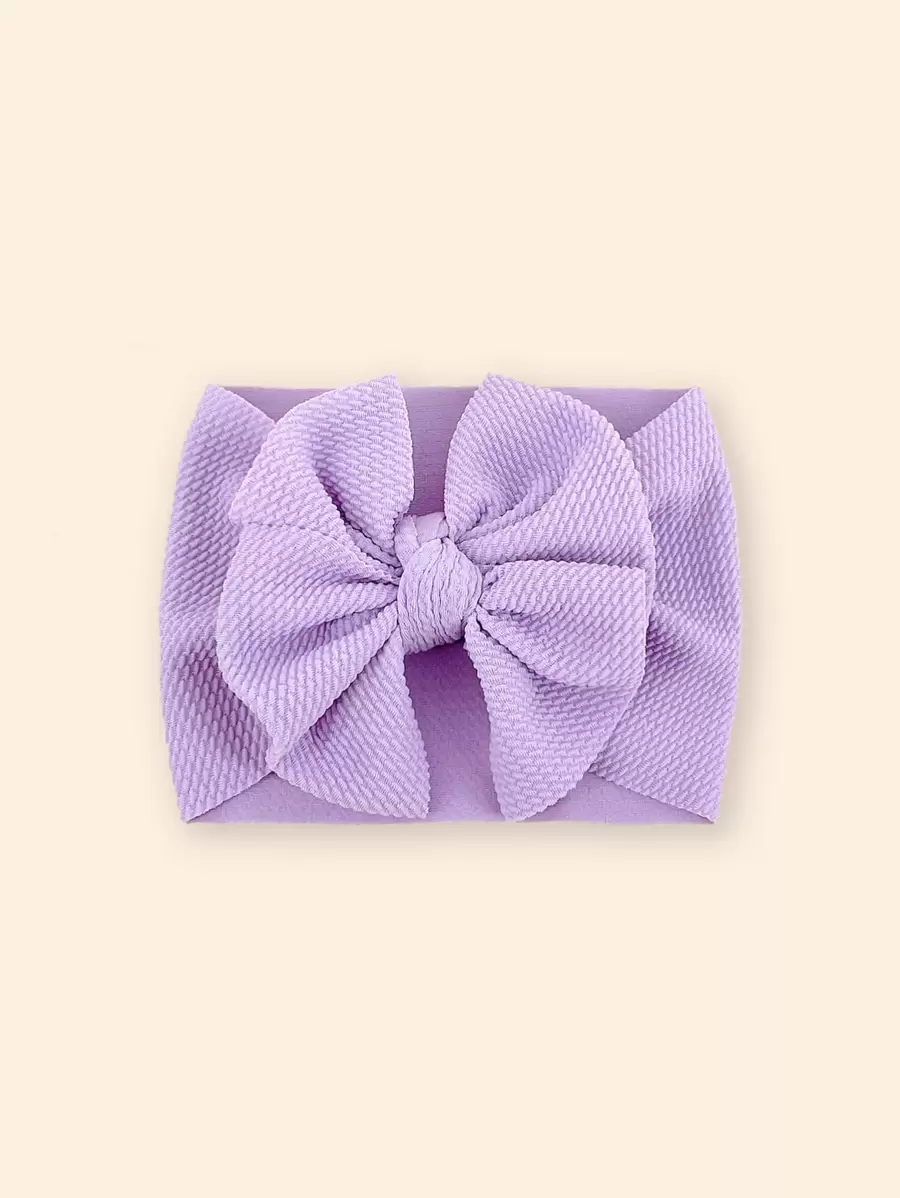 Baby Bow Decor Hair Band Love Valentine - Mauve Purple - View 1