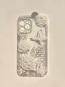 Rose Pattern Clear Phone Case - Clear - View 1